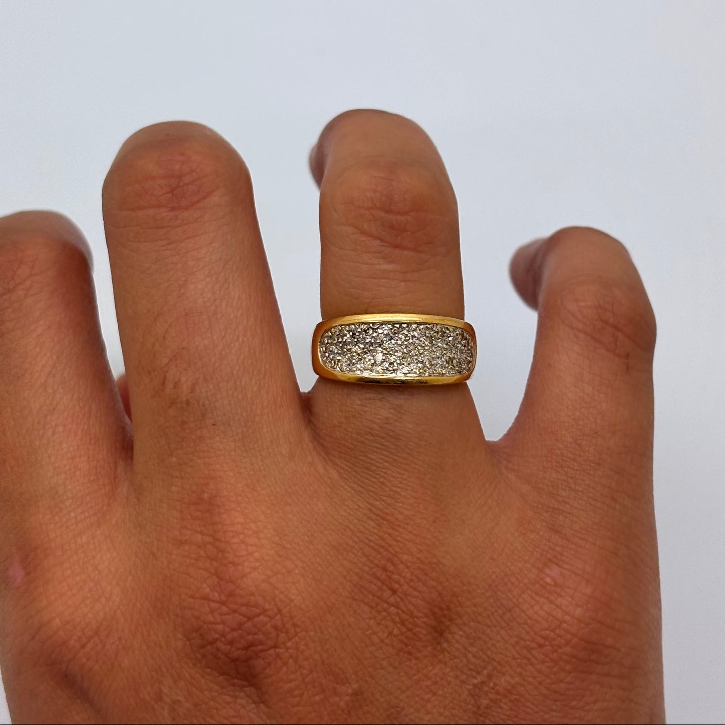 Alliance en Or Jaune et Or Gris 18K avec 34 diamants 5.14 Grs - Taille 52