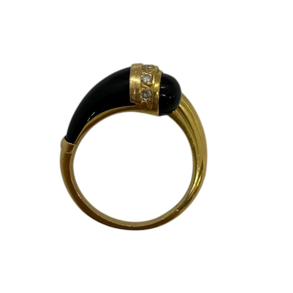 Bagues en Or Jaune avec Diamants et Onyx 18K