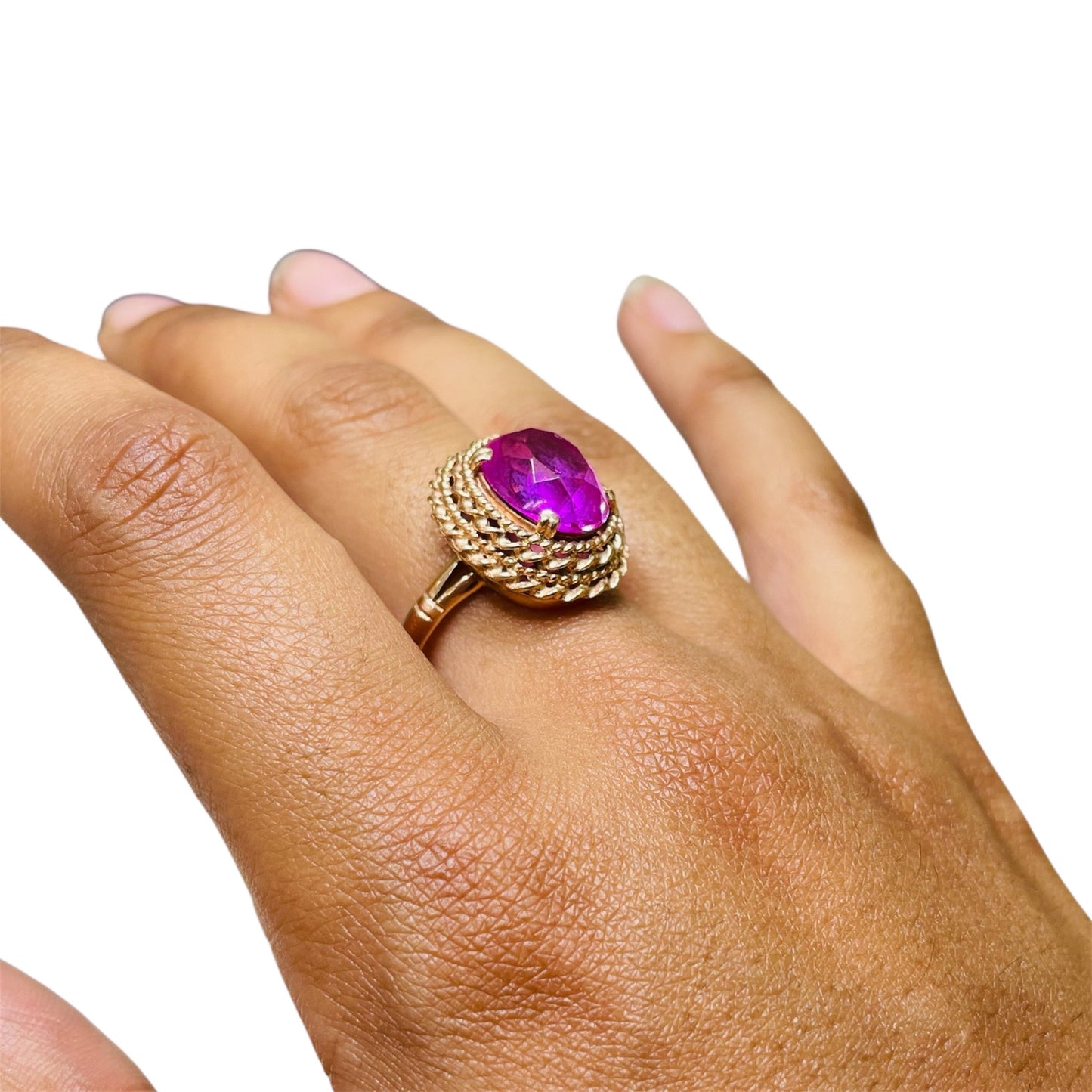 Bague Cocktail en Or Jaune 14K Taille-59