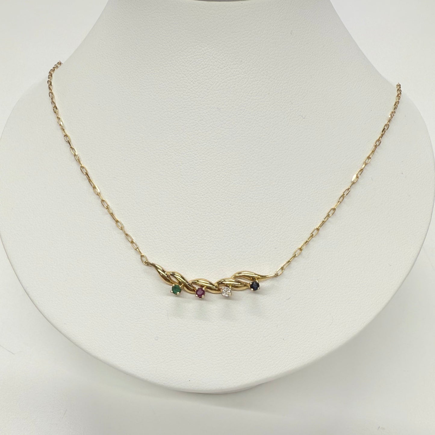 Collier Ras du Cou Or Jaune 18k avec Pierres Précieuses