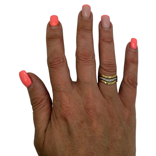 Jonc en or jaune 18K avec oxyde de zirconium - T 52