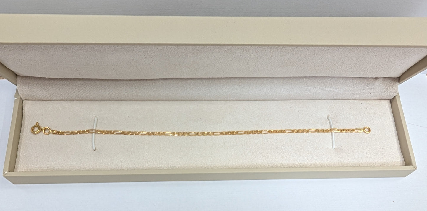 Bracelet Maille Figaro Or Jaune 18K 2.06 Grs