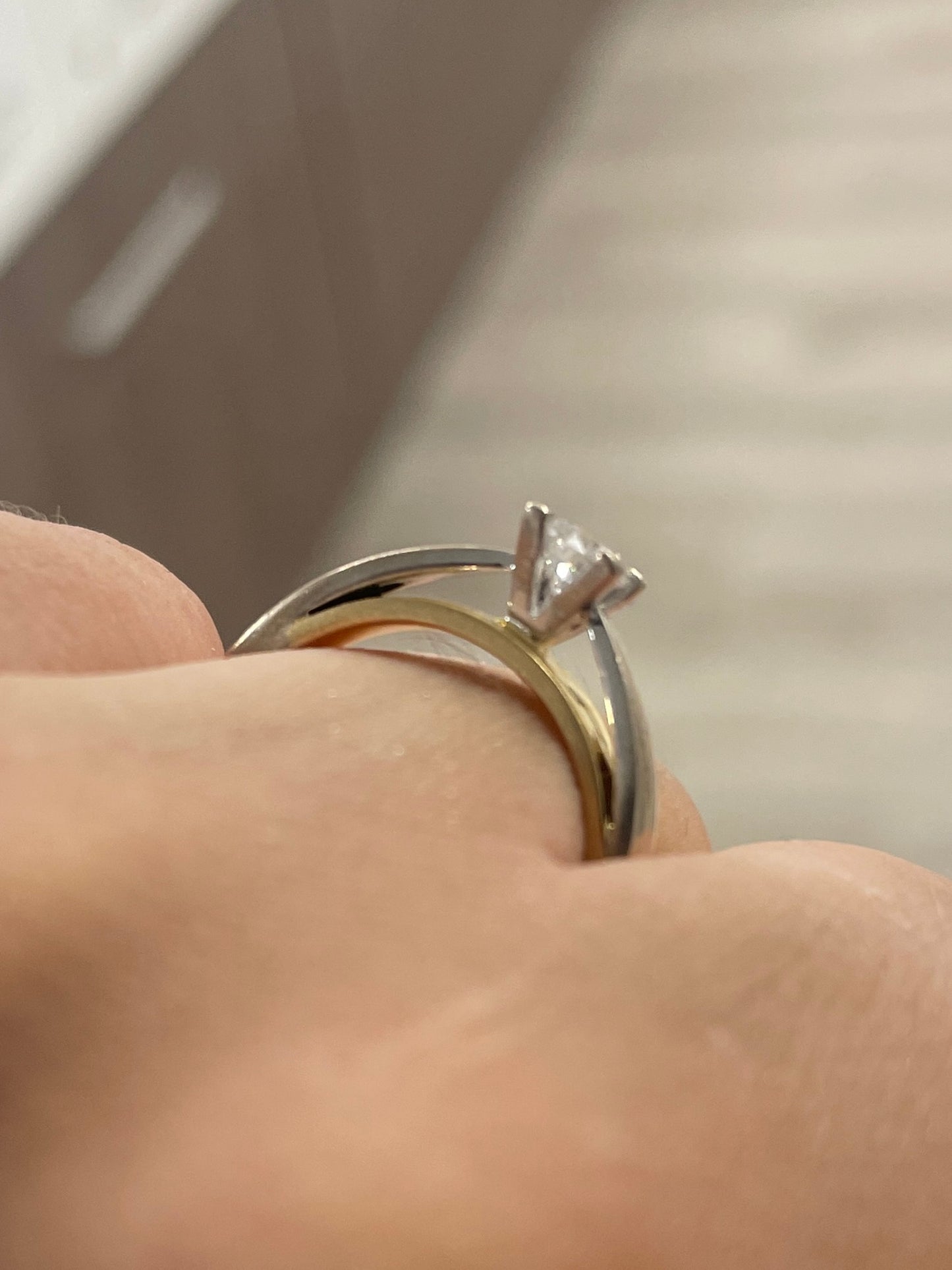 Solitaire diamant en or blanc et jaune 18K Taille-52