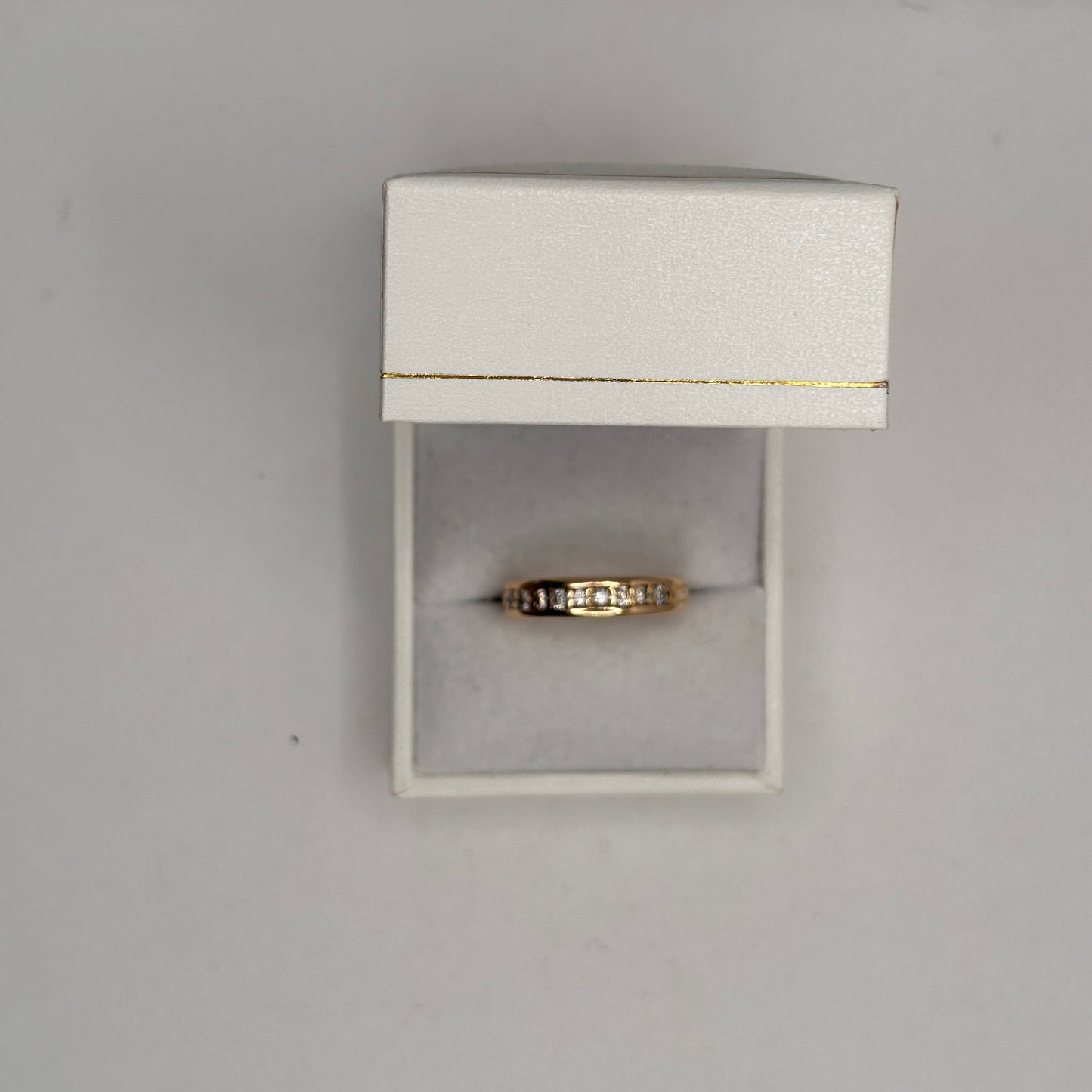 Bague Demi Tour en Or Jaune 18K avec Diamants - T 56