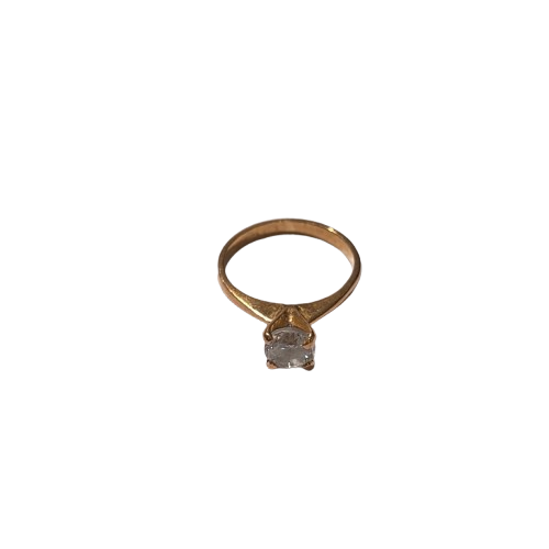 Solitaire en or jaune 18 carats avec oxyde de zirconium - T 52
