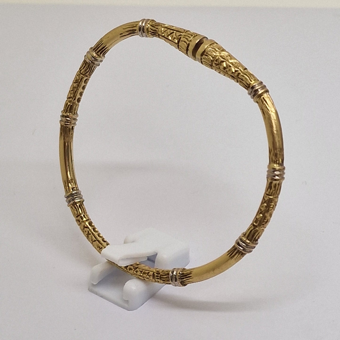 Bracelet Jonc Or Jaune et Blanc 18K 30.98 Grs