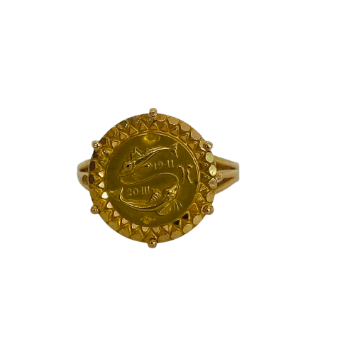 Bagues Signe Astrologique en Or Jaune 22K Taille-53