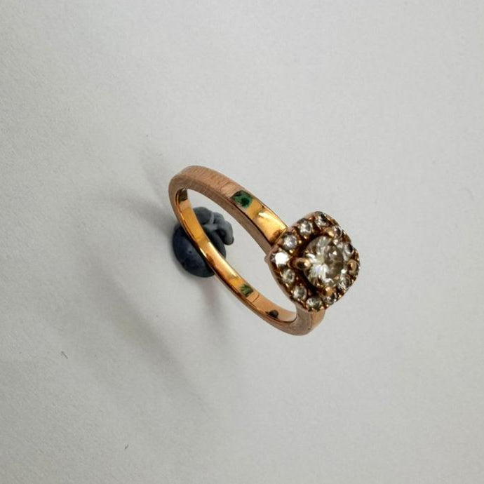 Bague Solitaire Or Rose 18 K Taille-50