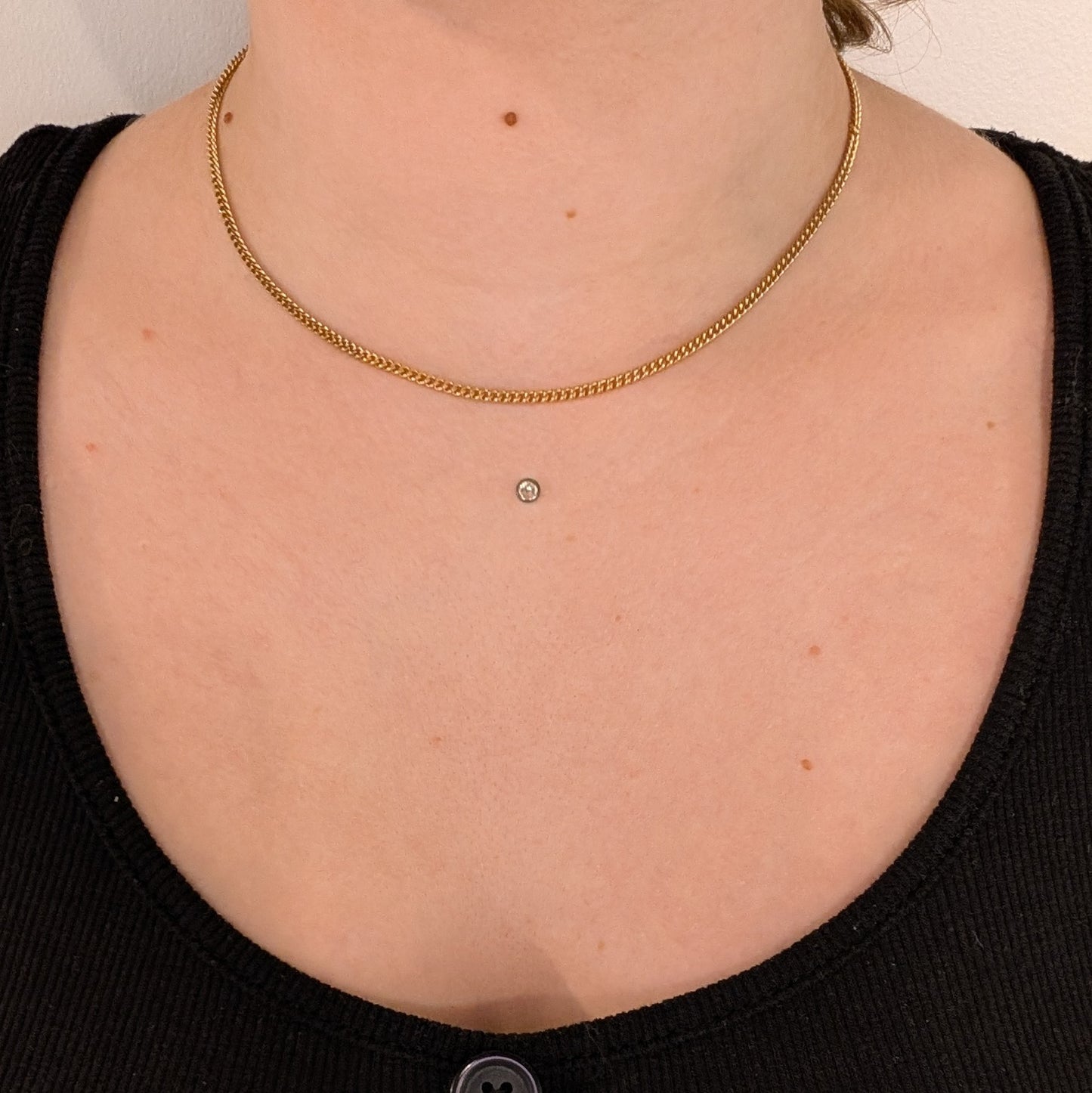 Collier Or Jaune Ras du Cou Gourmette 18K Lg 40cm
