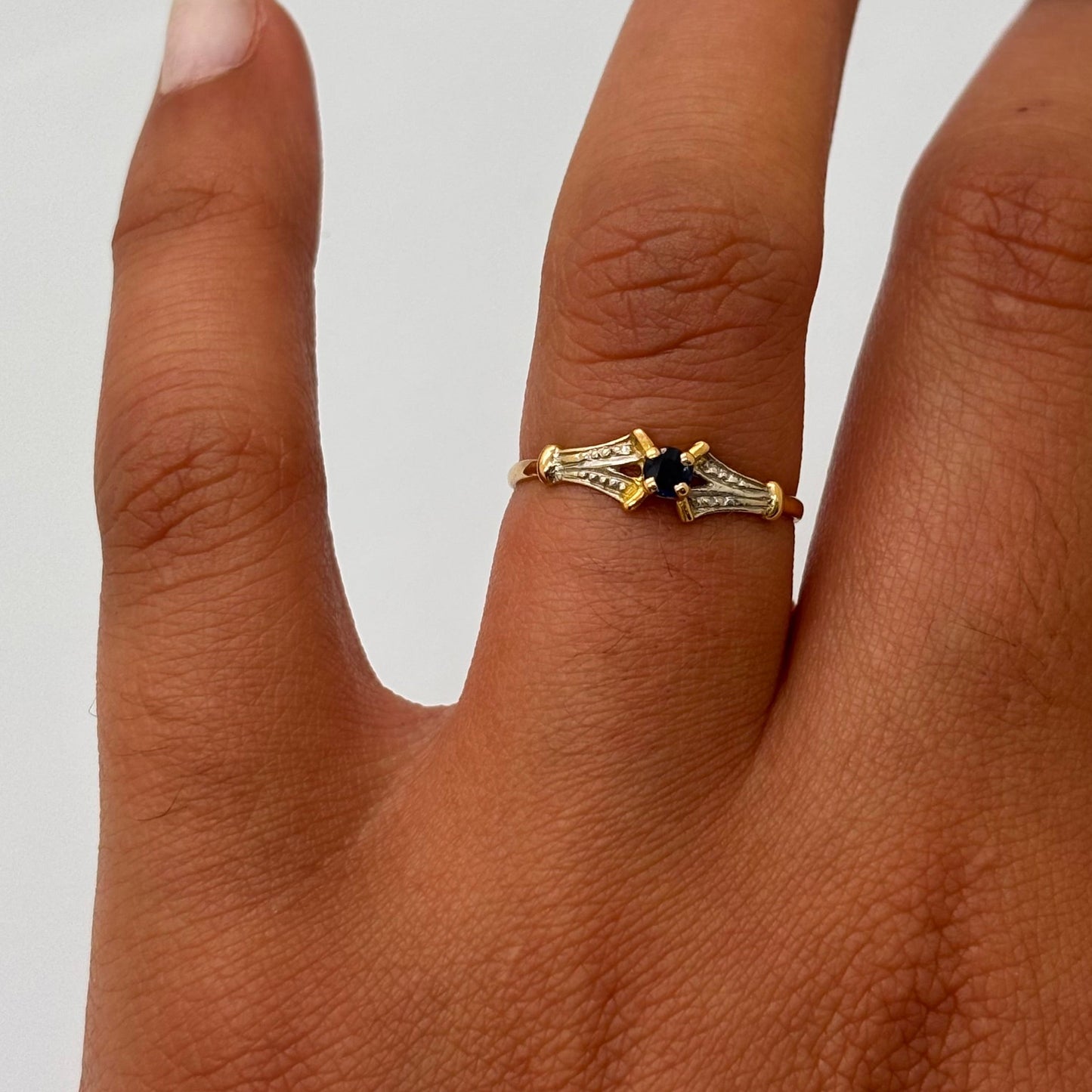 Bague en or jaune et or blanc 18K - taille 54