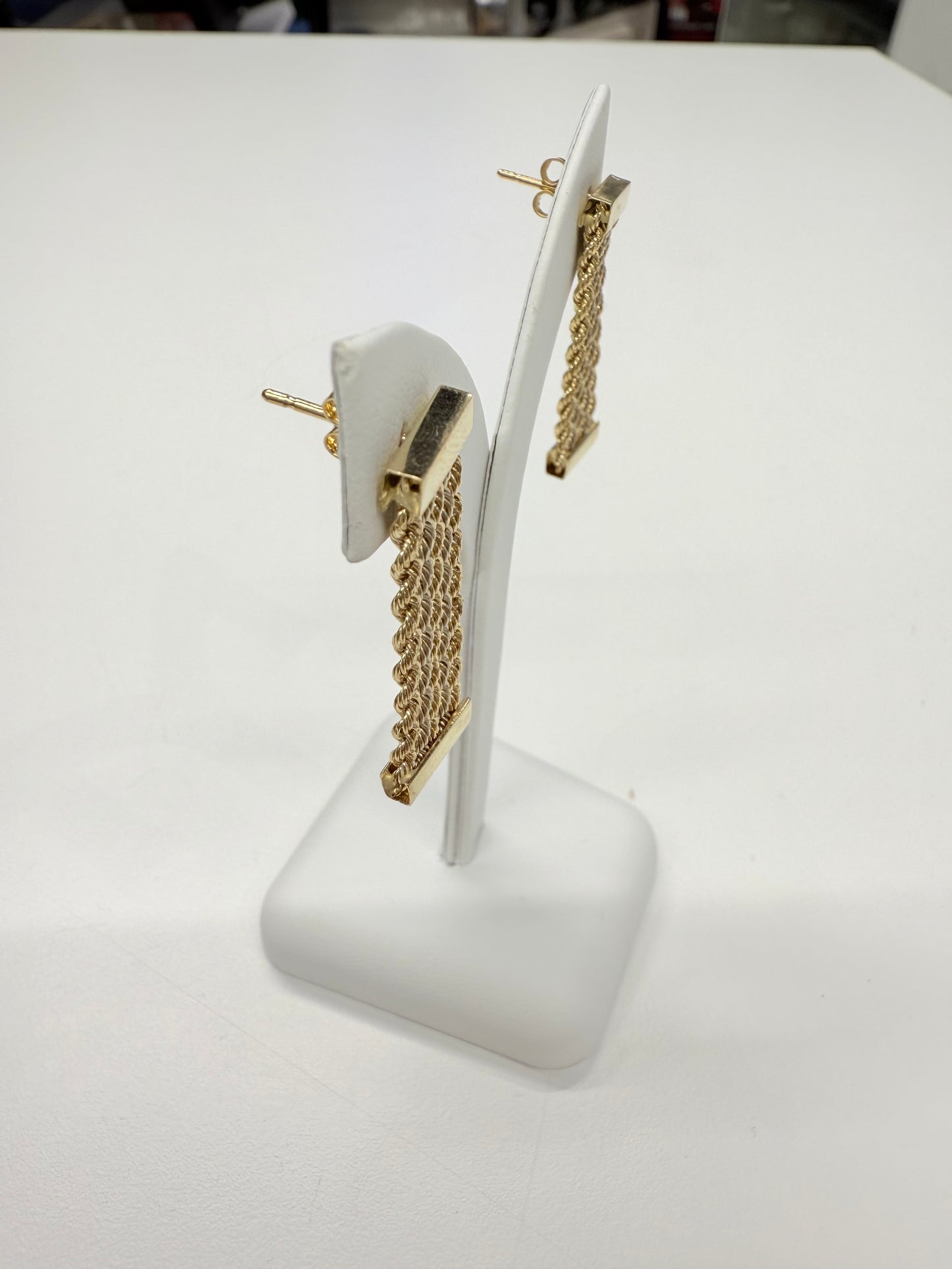 Boucles d'oreilles pendantes en Or tressé 18k
