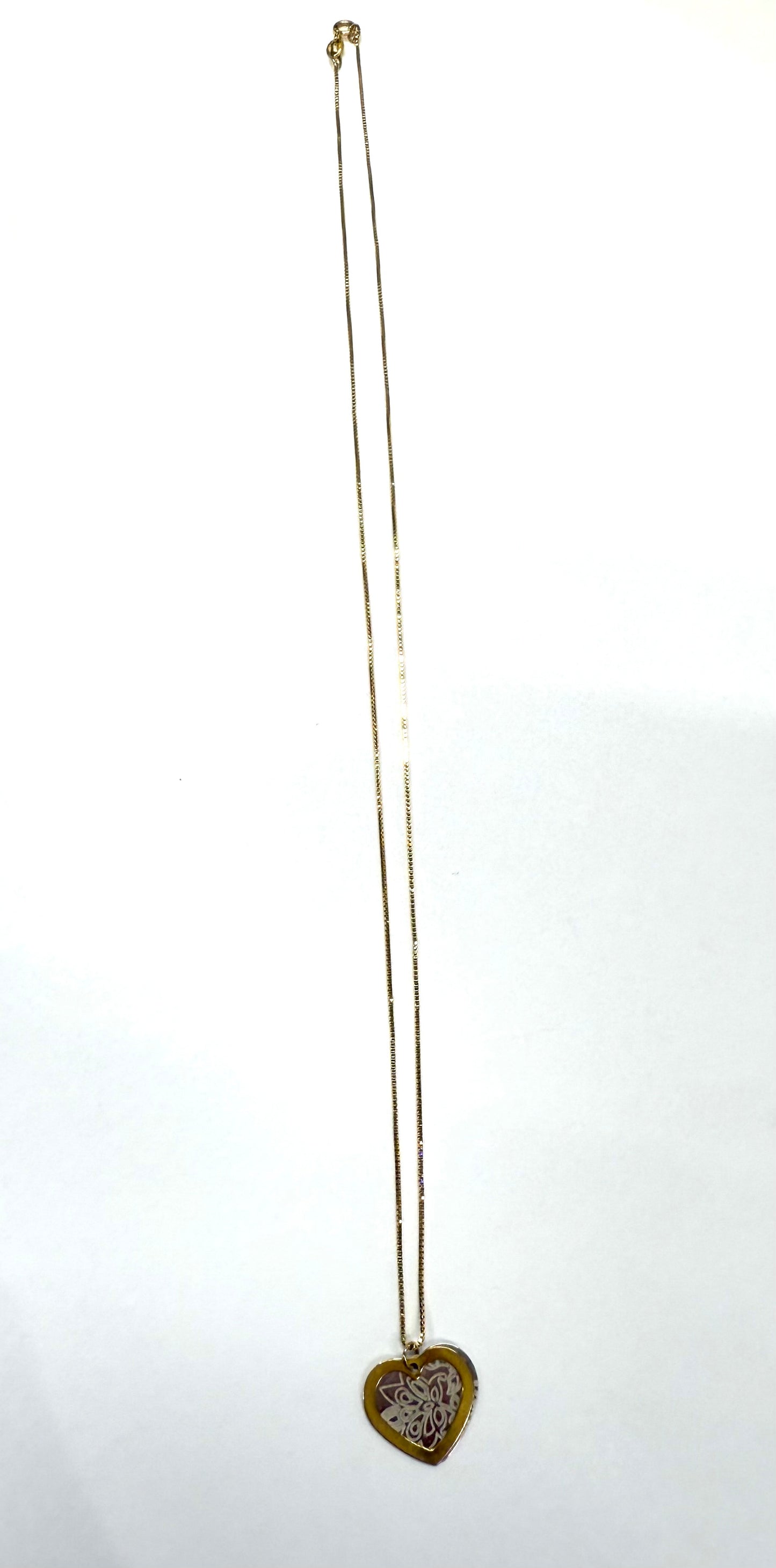 Collier Coeur en Or Jaune et Blanc 18k 1.92 Grs