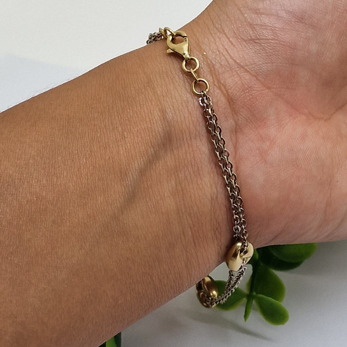 Bracelet Maillon Or Jaune et Or Gris 18K