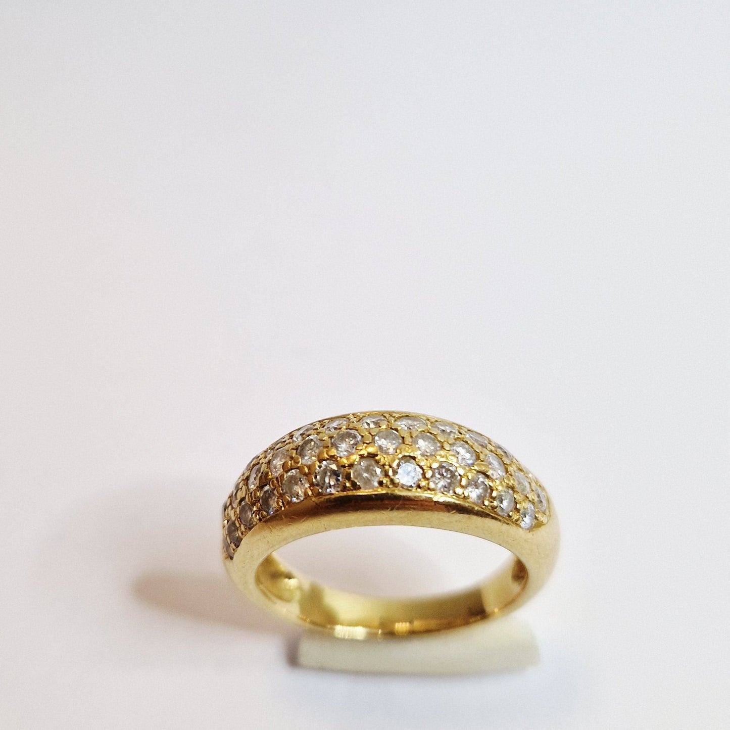 Bague Demi Tour Or Jaune 18K avec Diamants 6.78 Grs - Taille 55