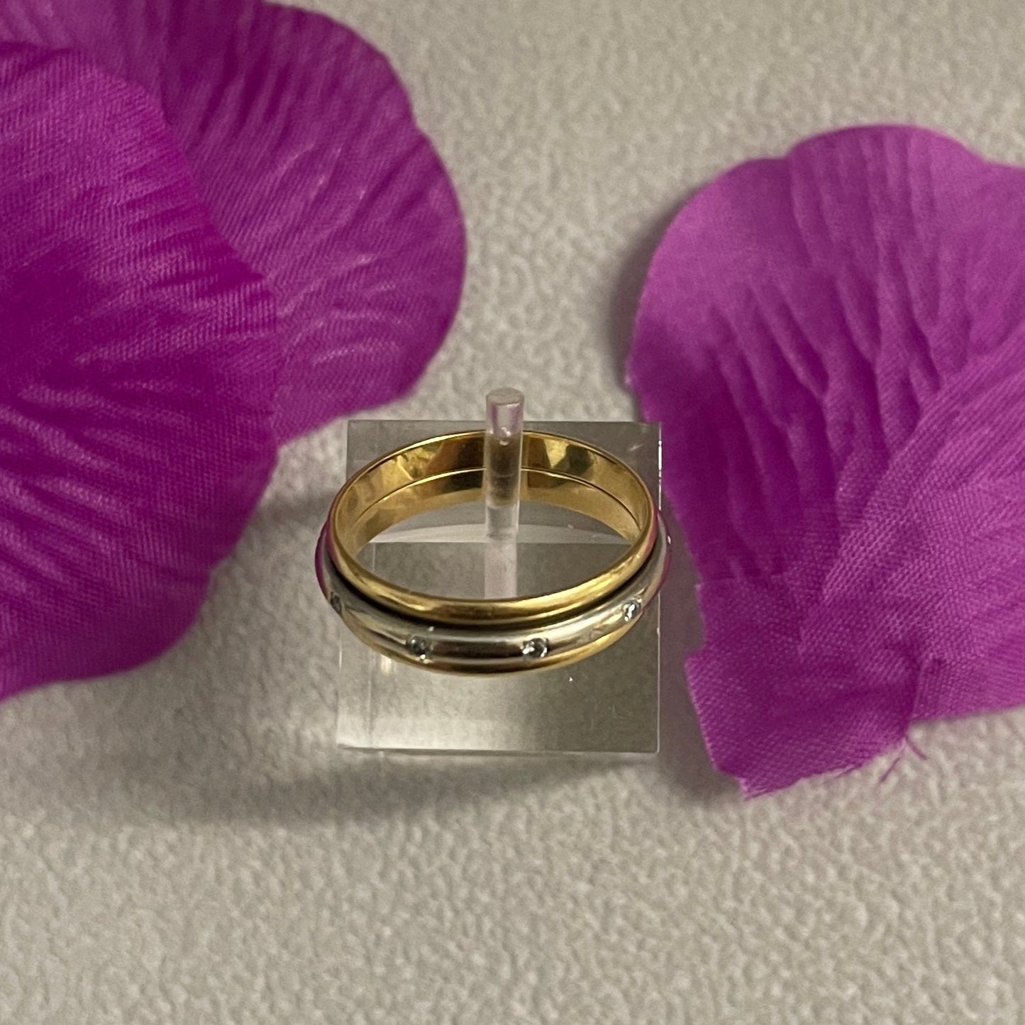 Bague Alliance Or Jaune et Blanc 18K Taille-51