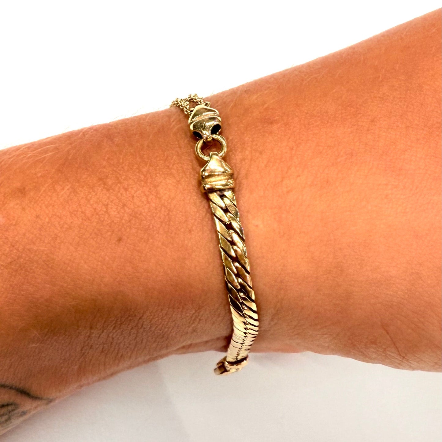 Bracelet en or 18k torsadé et maille anglaise