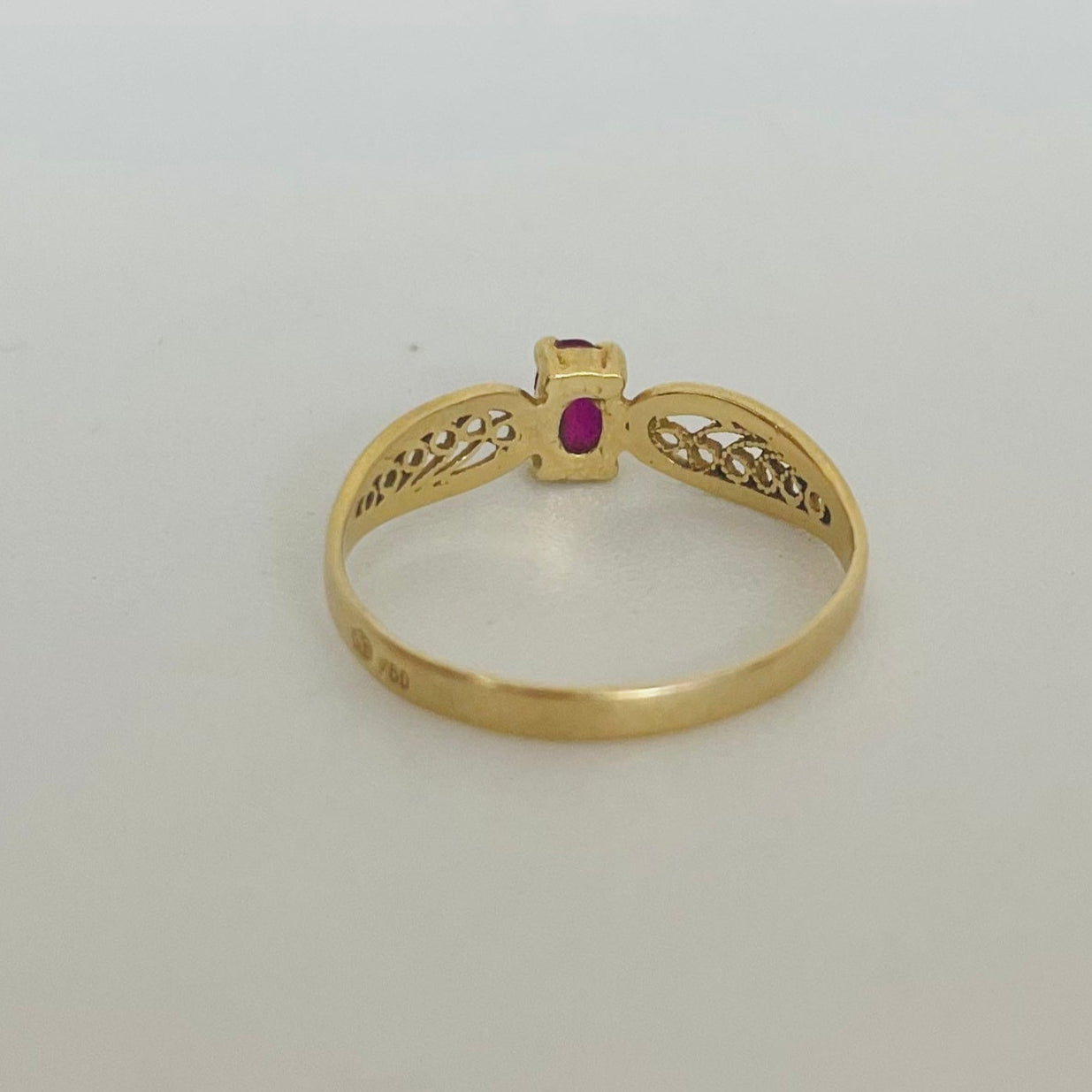 Bague solitaire en or jaune 18K Taille-53 1.40 Grs