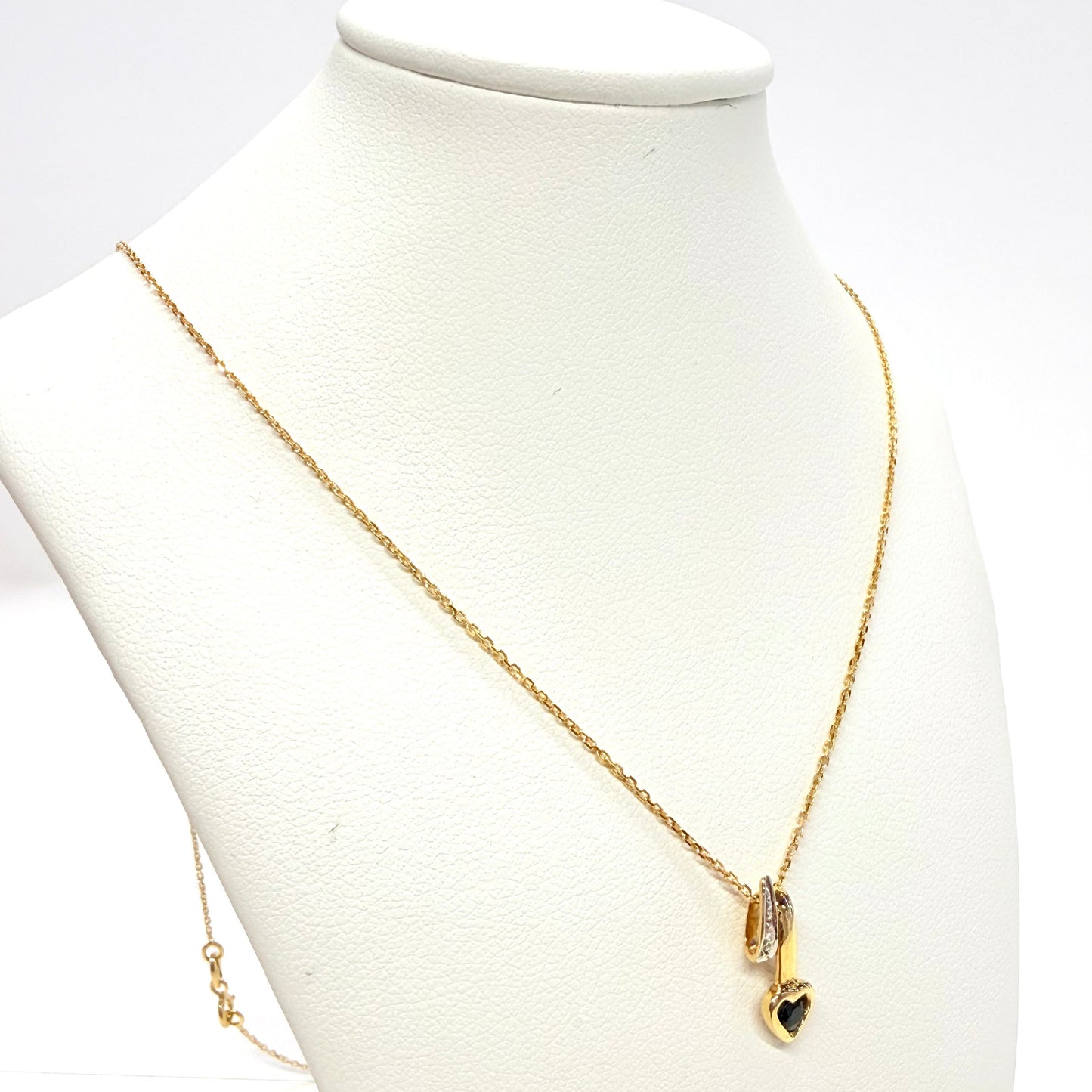 Collier Princesse Or Jaune et Blanc 18k avec Saphir et Diamant 1.81 Grs