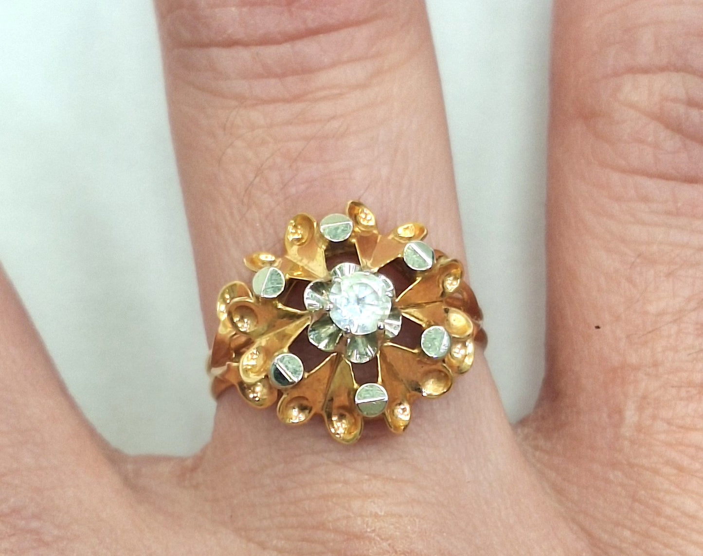 Bague vintage en Or jaune 18K avec topaze