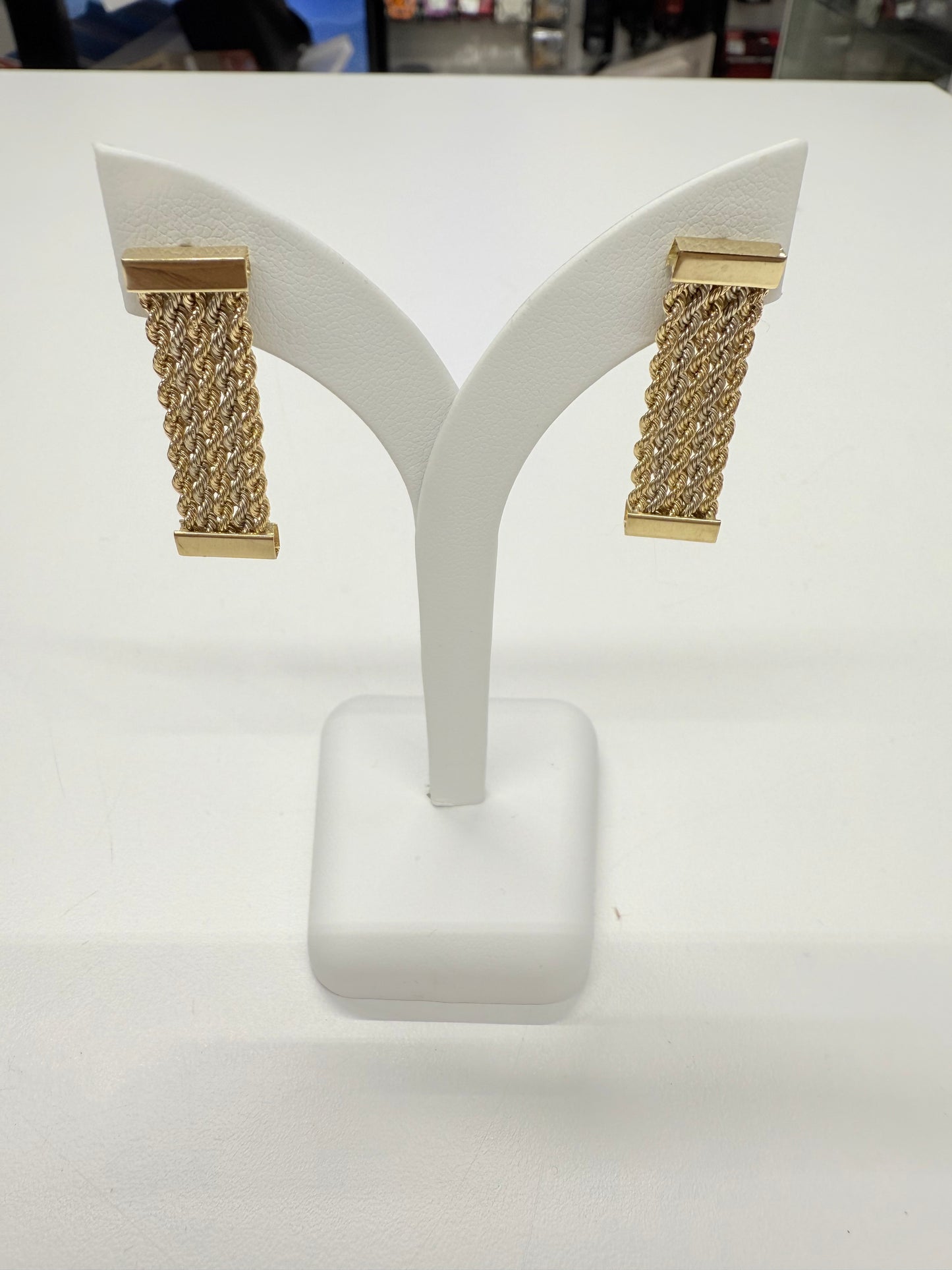 Boucles d'oreilles pendantes en Or tressé 18k