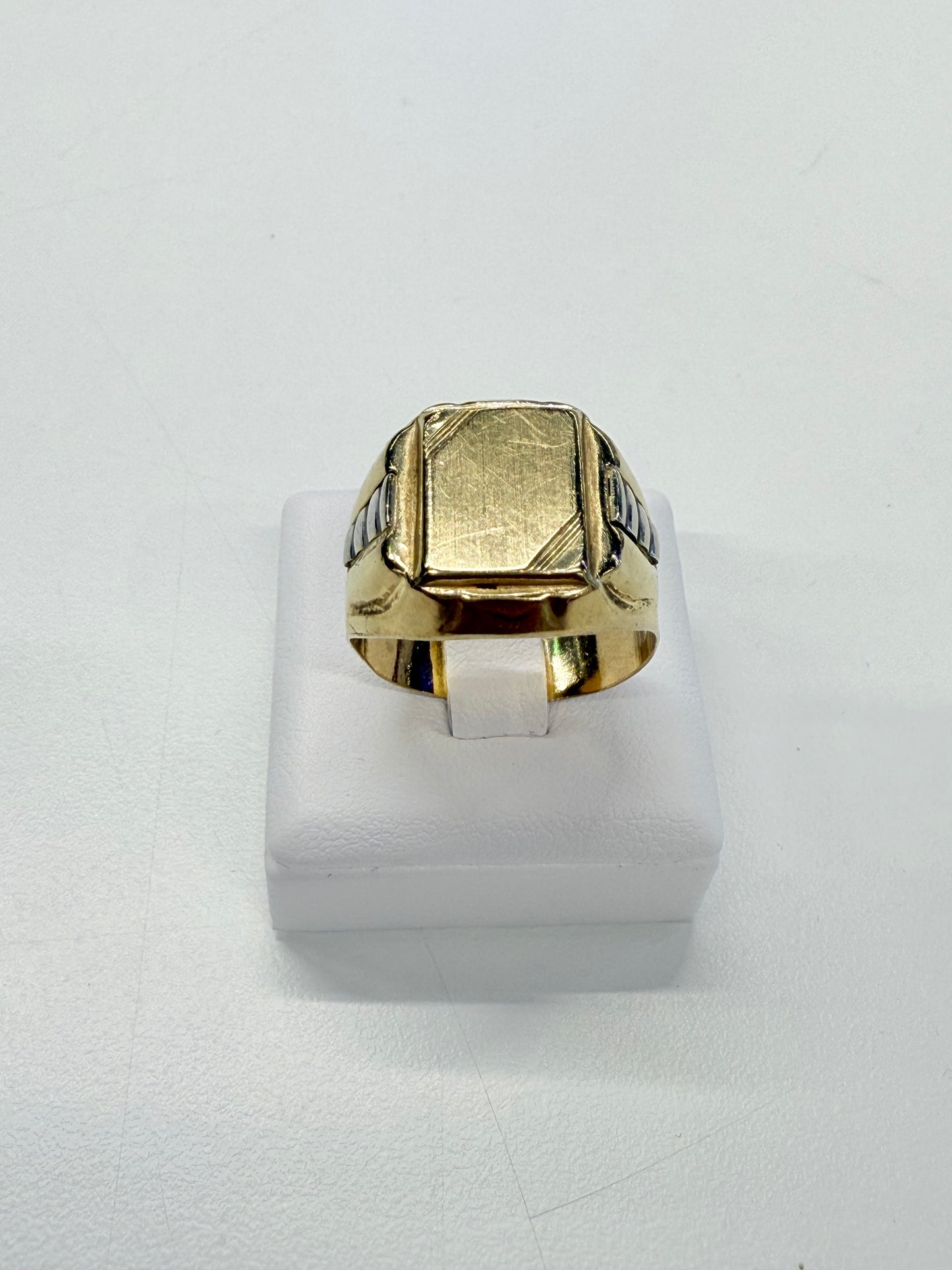 Chevalière en Or Jaune et Blanc 18k T61