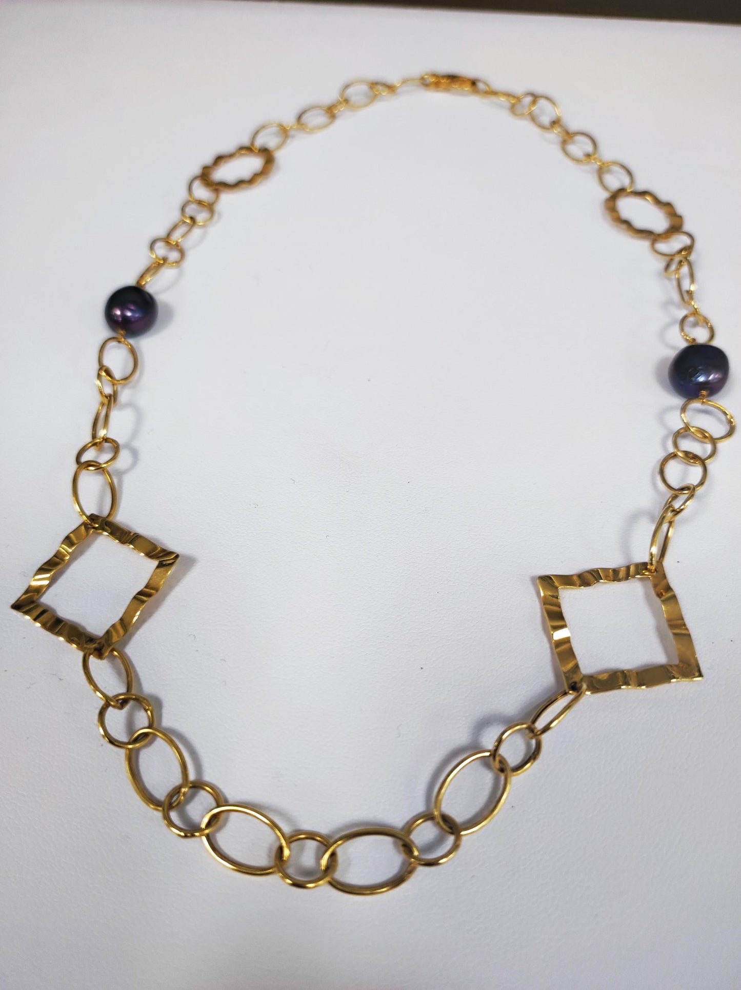 Collier Princesse Or 18K avec Perles Fantaisie Lg 50