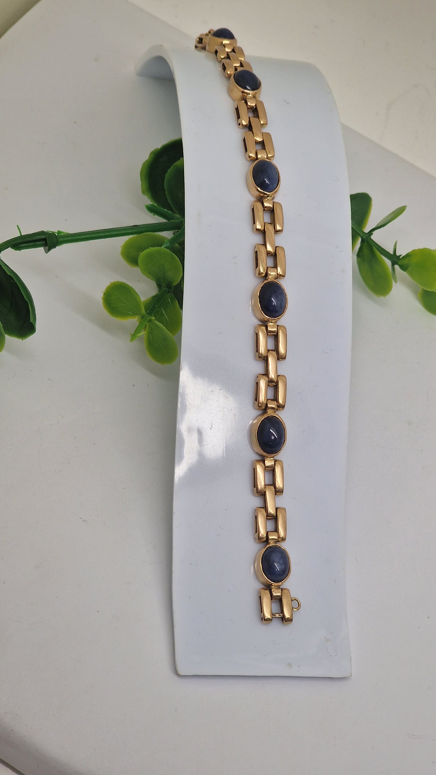 Bracelet Maillon Fantaisie en Or Jaune 18K avec Saphirs