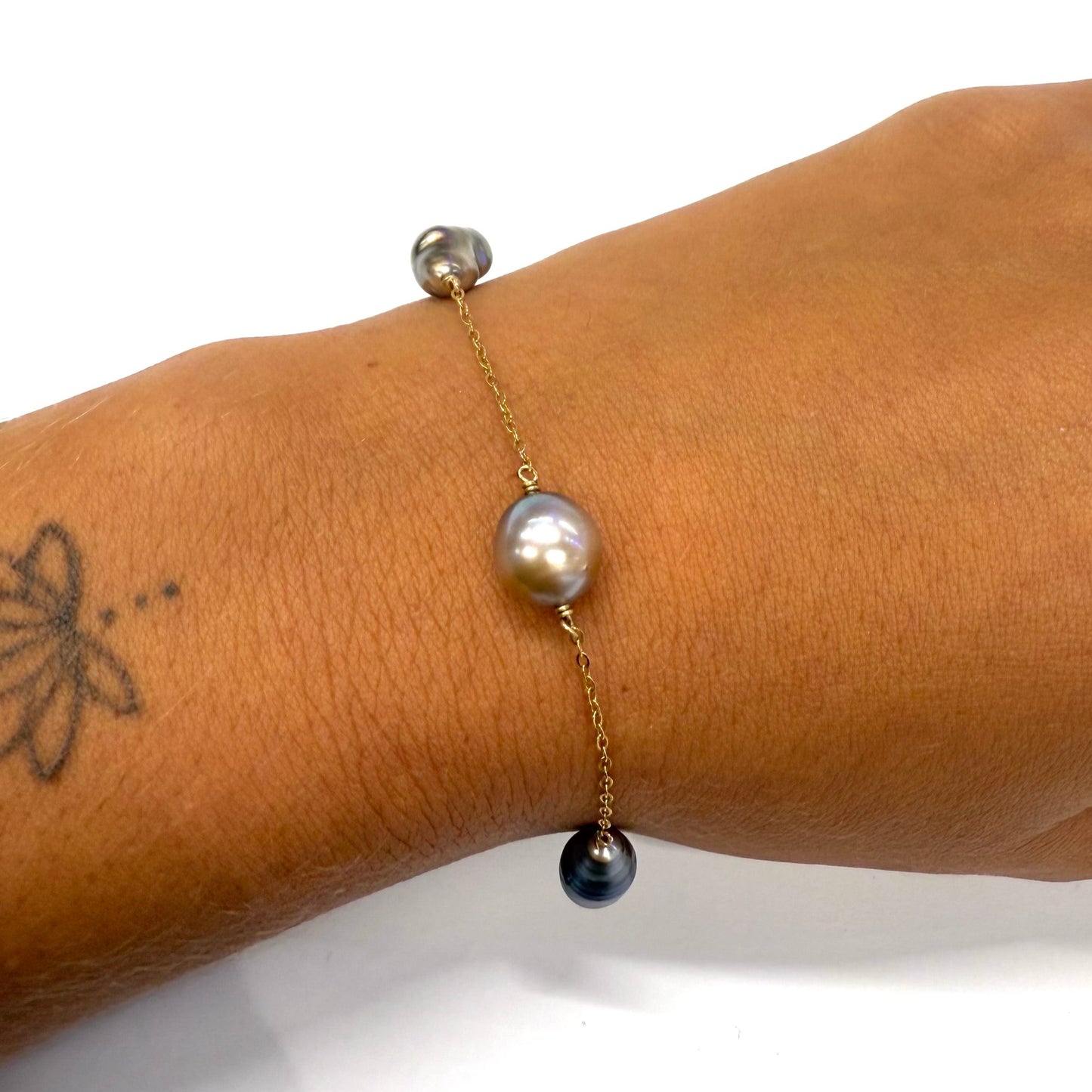 Bracelet Perle de Tahiti Or Jaune 18k 5.29 Grs