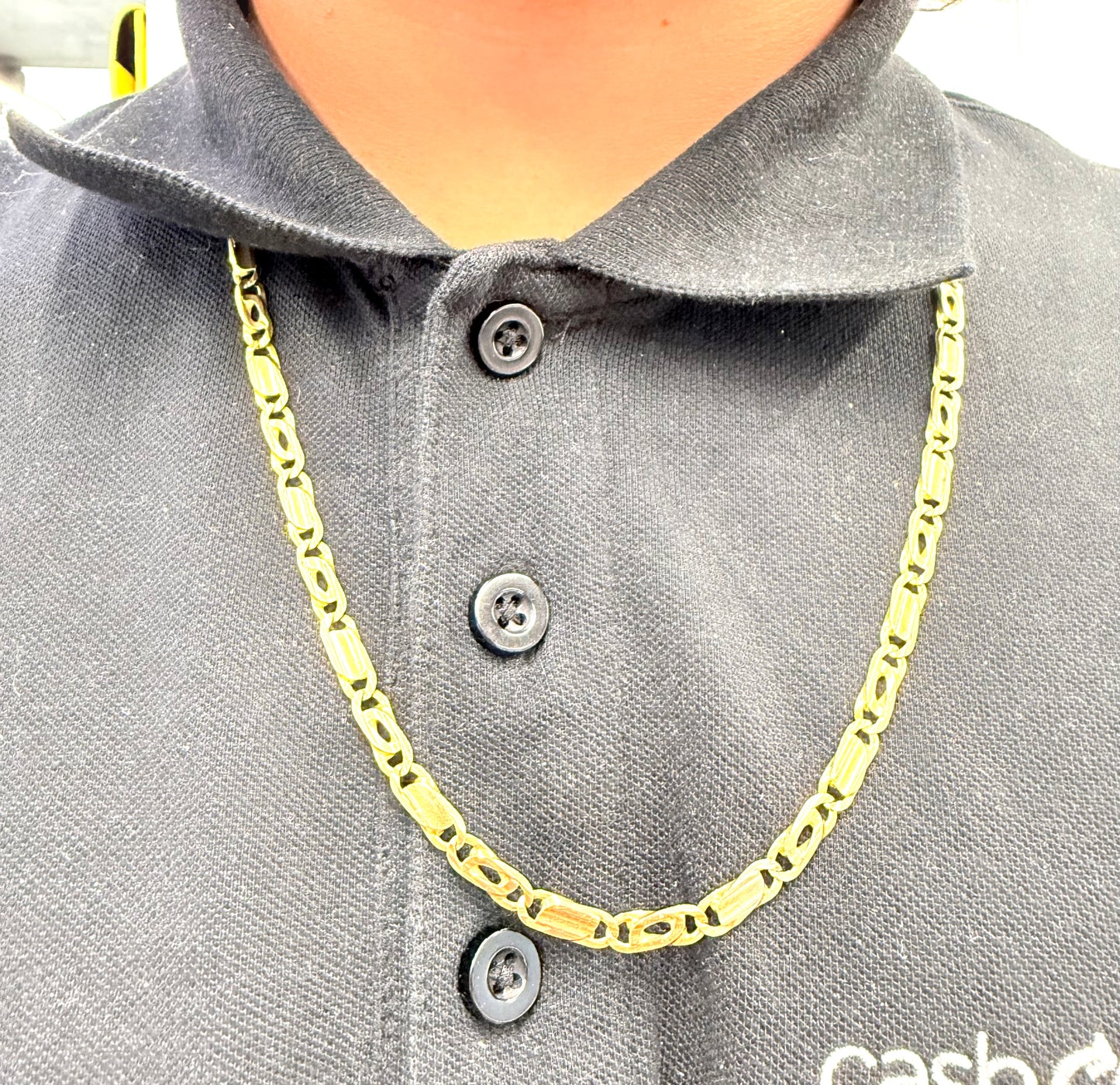 Collier Longue Chaîne Or Jaune 18k Maille Fantaisie
