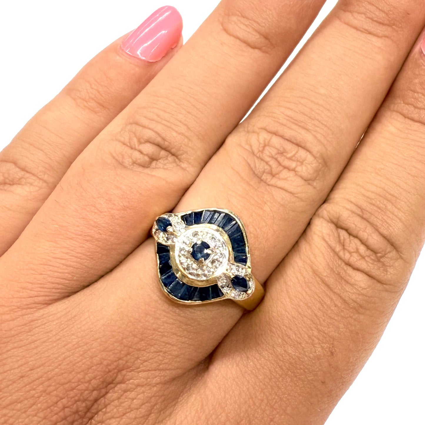 Bague en Or 18k avec Diamants et Saphir – Taille 58