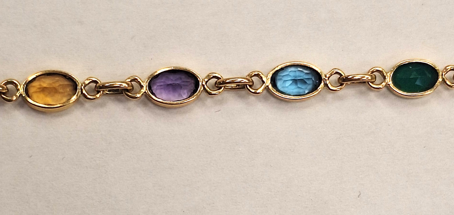 Bracelet Maillon en Or Jaune 18K avec Pierres Naturelles