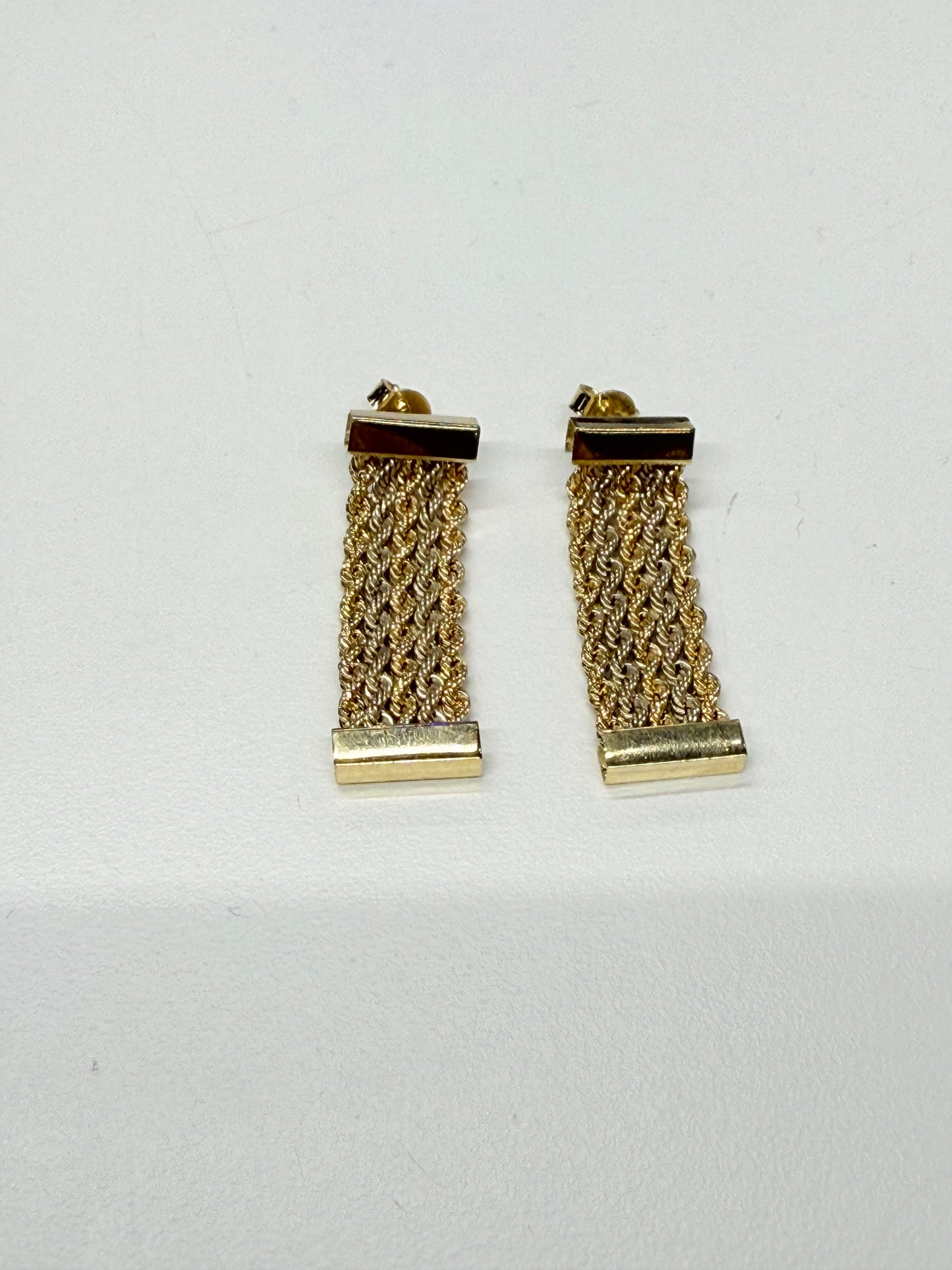 Boucles d'oreilles pendantes en Or tressé 18k