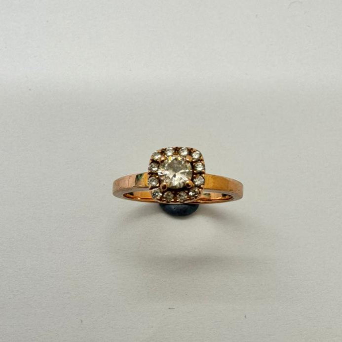 Bague Solitaire Or Rose 18 K Taille-50
