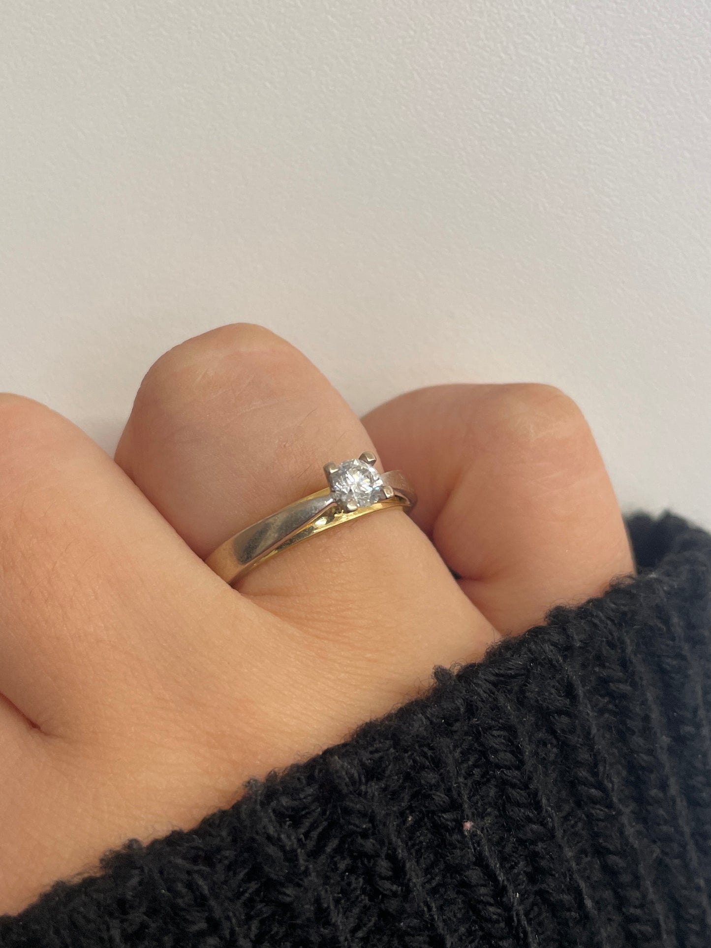 Solitaire diamant en or blanc et jaune 18K Taille-52