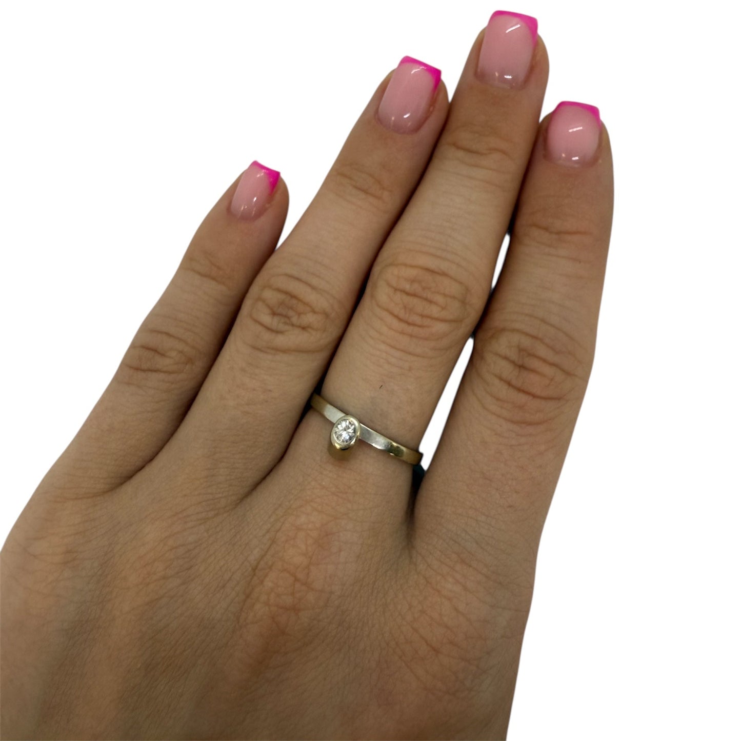 Bague Solitaire Or Blanc 18K Taille-53
