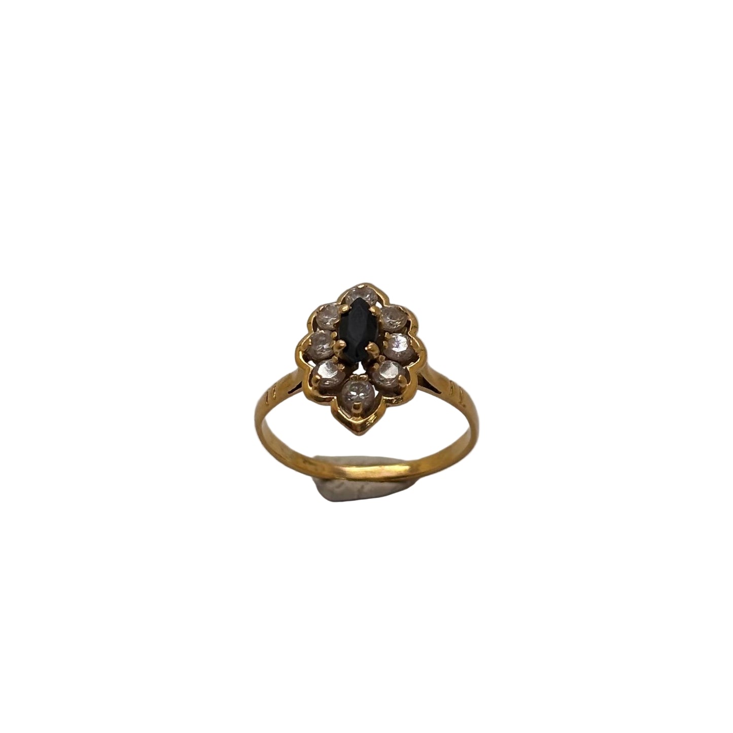 Bague Marguerite Or Jaune 18K Saphir et Zirconium 2.48 Grs - Taille 50