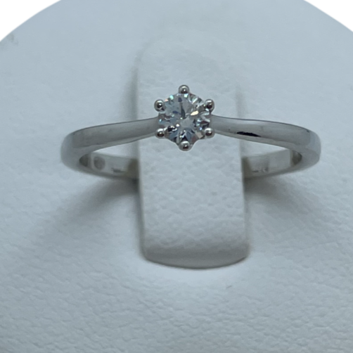 Bague Solitaire Or Blanc 18K Taille-50