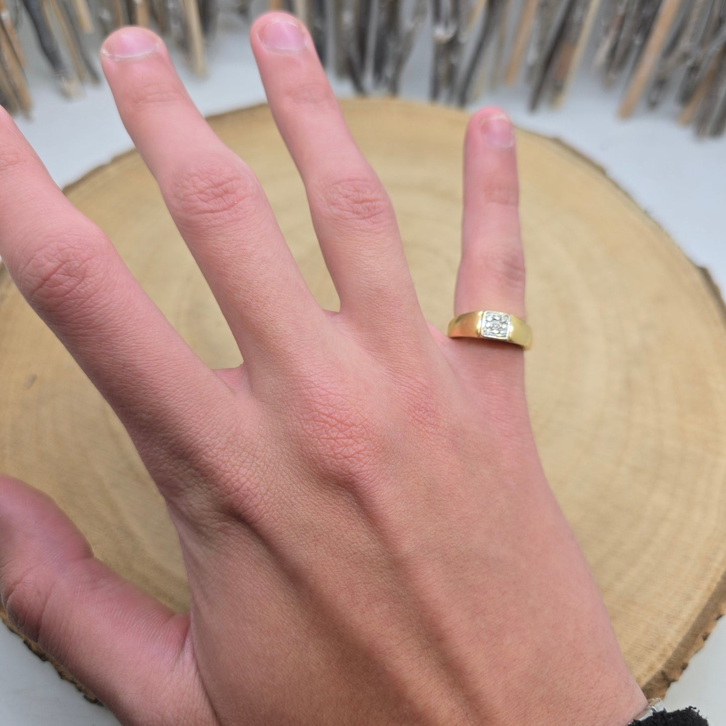 Bague en Or 18K avec 5 diamants - T 49