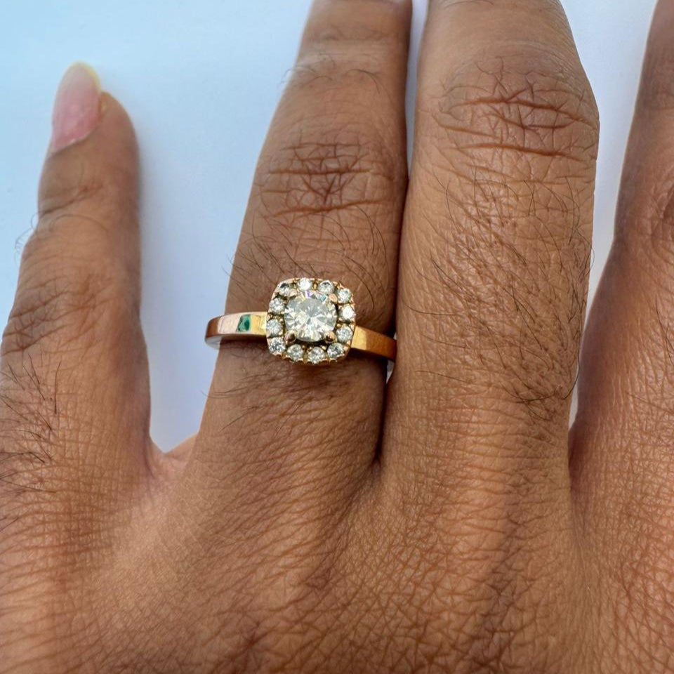 Bague Solitaire Or Rose 18 K Taille-50