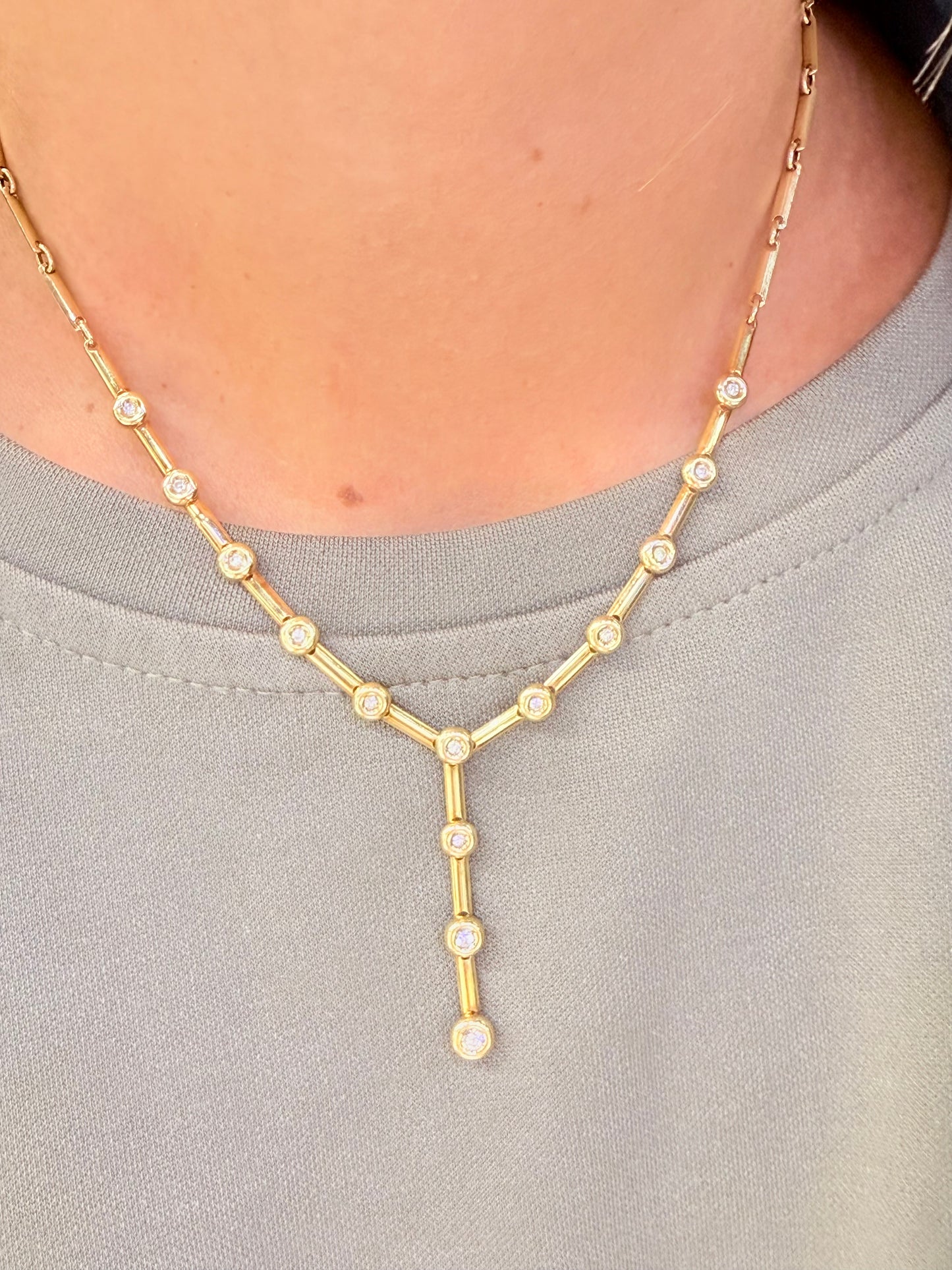 Collier Rivière Diamants Or Jaune 18K 10.86 Grs