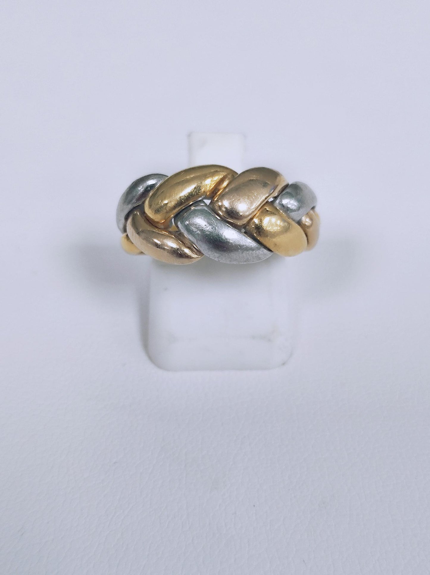 Bague tressée en or jaune et gris 18K T.55
