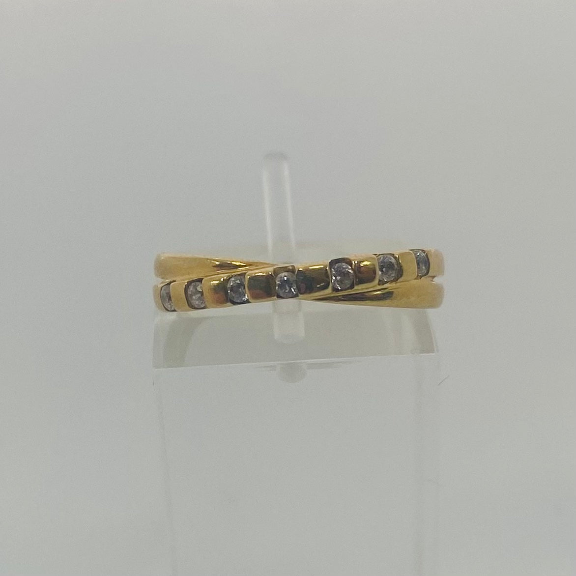 Bague Demi-Tour en Or Jaune 18K & Zirconiums