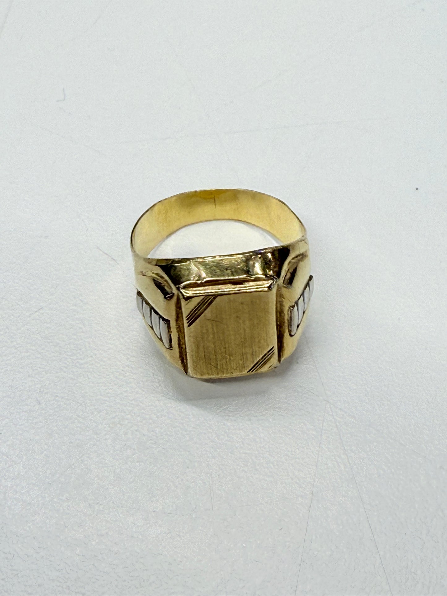 Chevalière en Or Jaune et Blanc 18k T61