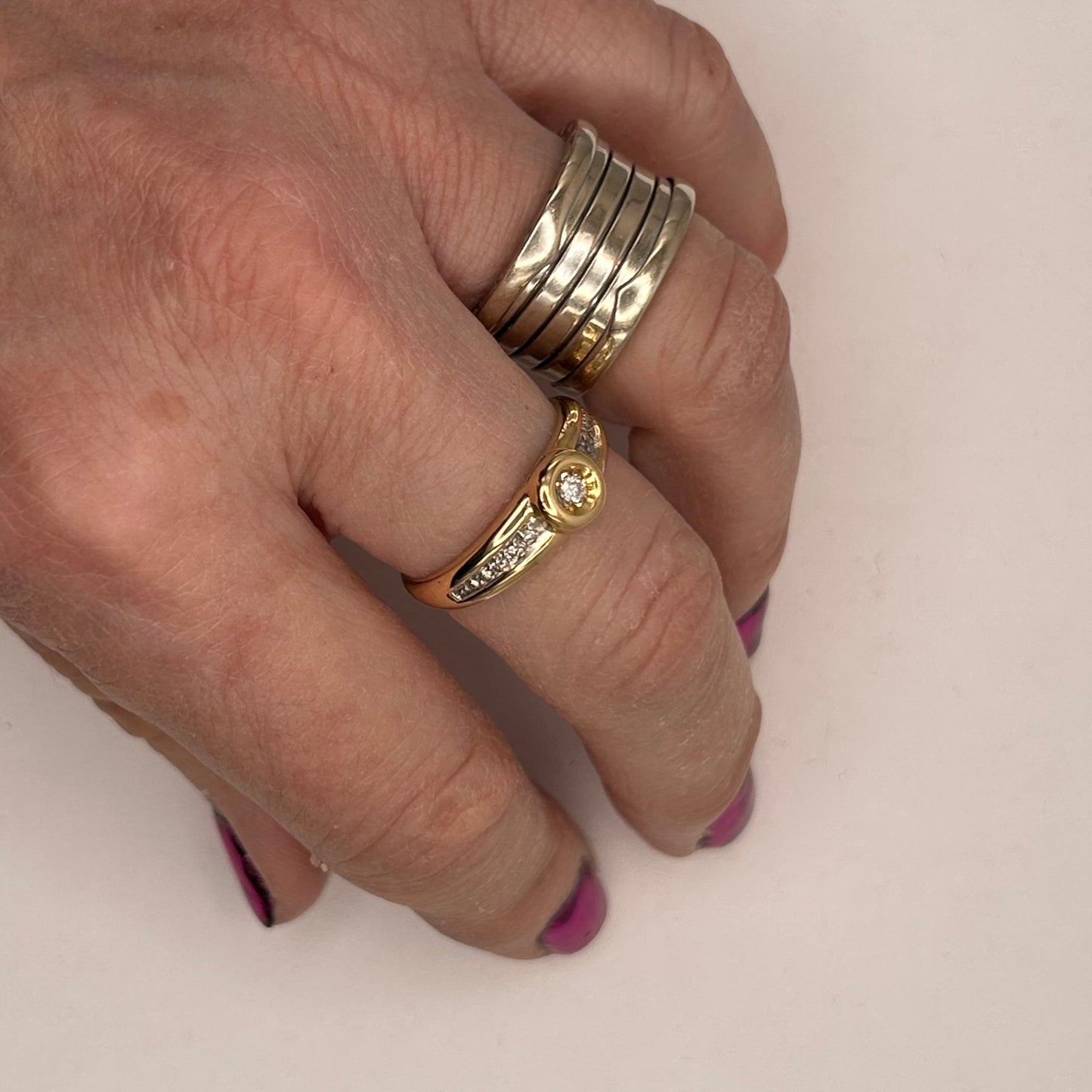 Bague en Or Jaune 18K avec Diamants 0.05ct