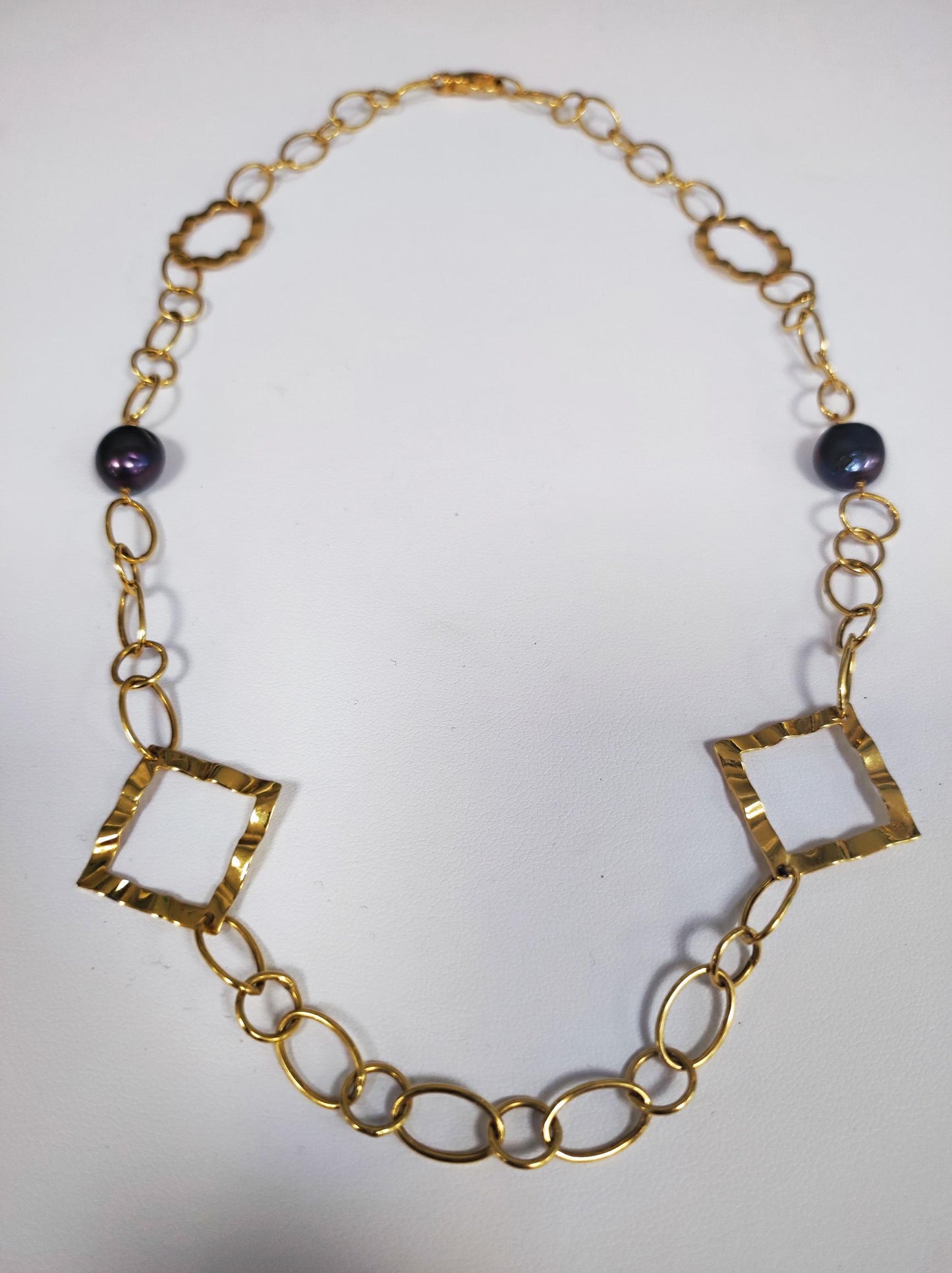 Collier Princesse Or 18K avec Perles Fantaisie Lg 50