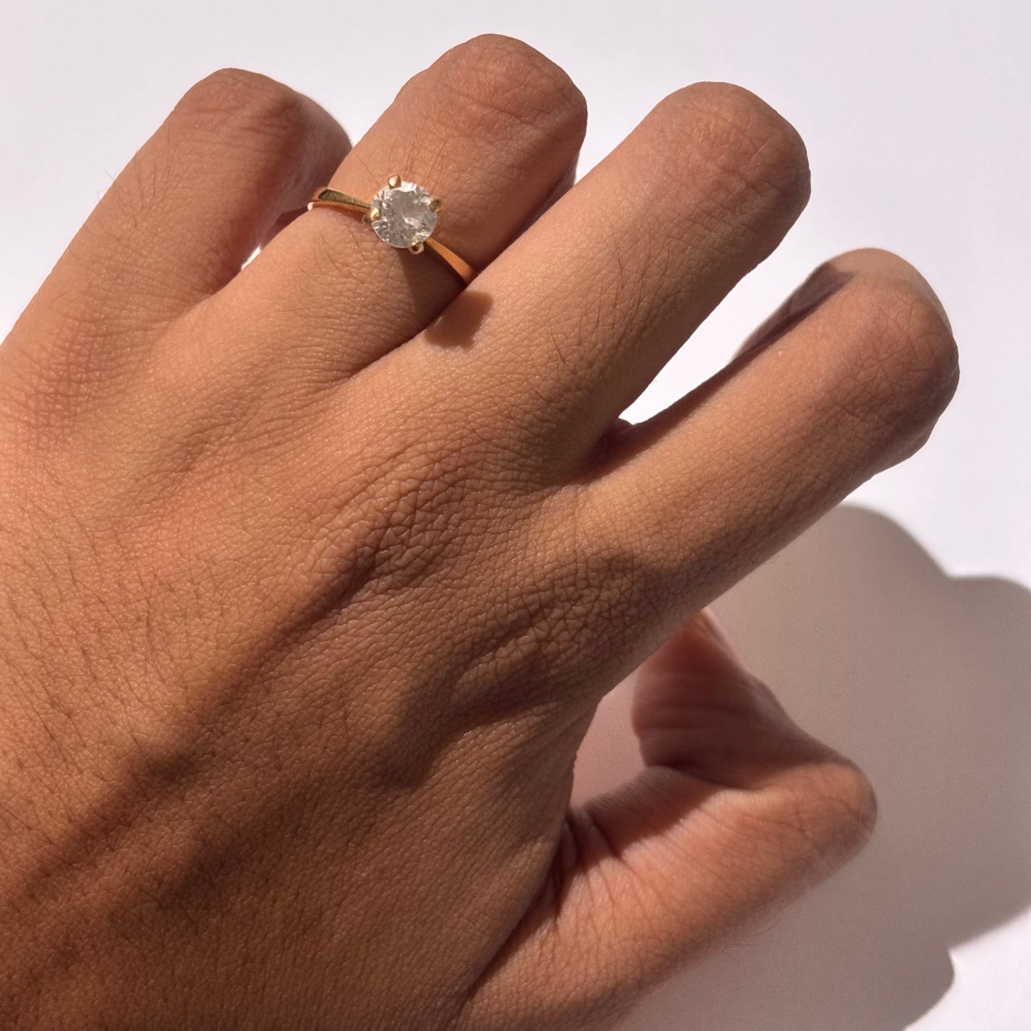 Solitaire en or jaune 18 carats avec oxyde de zirconium - T 52