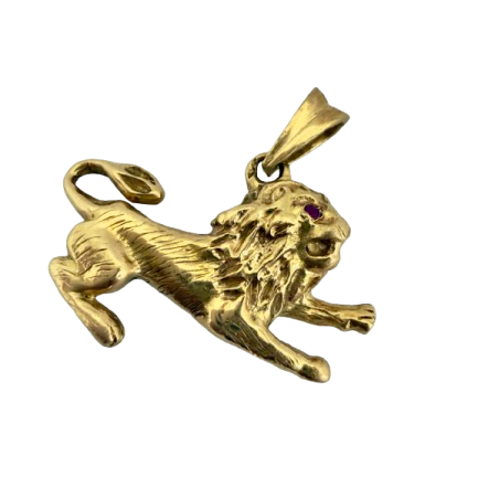 Pendentif lion en or jaune 18K avec oxyde de zirconium 14.32 Grs