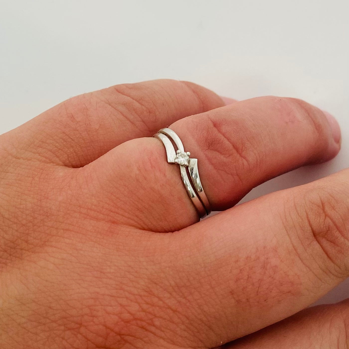 Bague Solitaire Or Blanc avec Diamant 18K