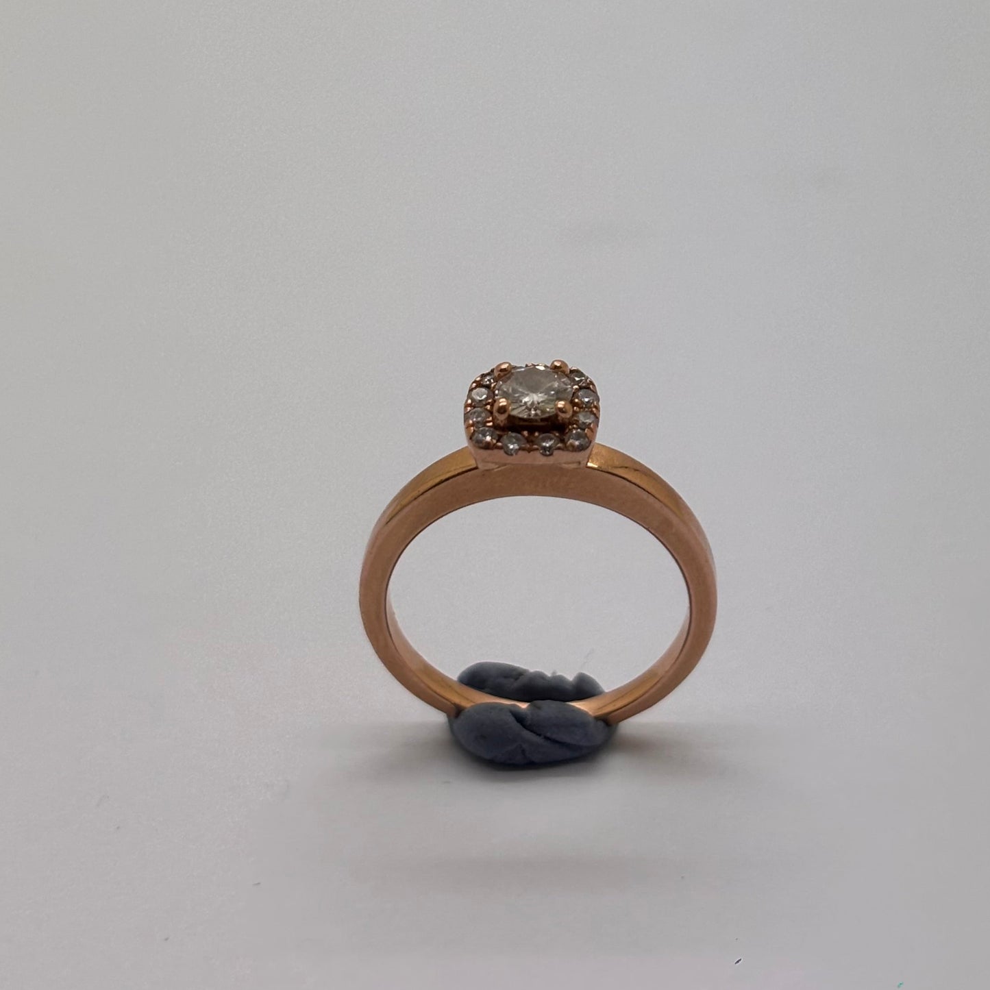 Bague Solitaire Or Rose 18 K Taille-50