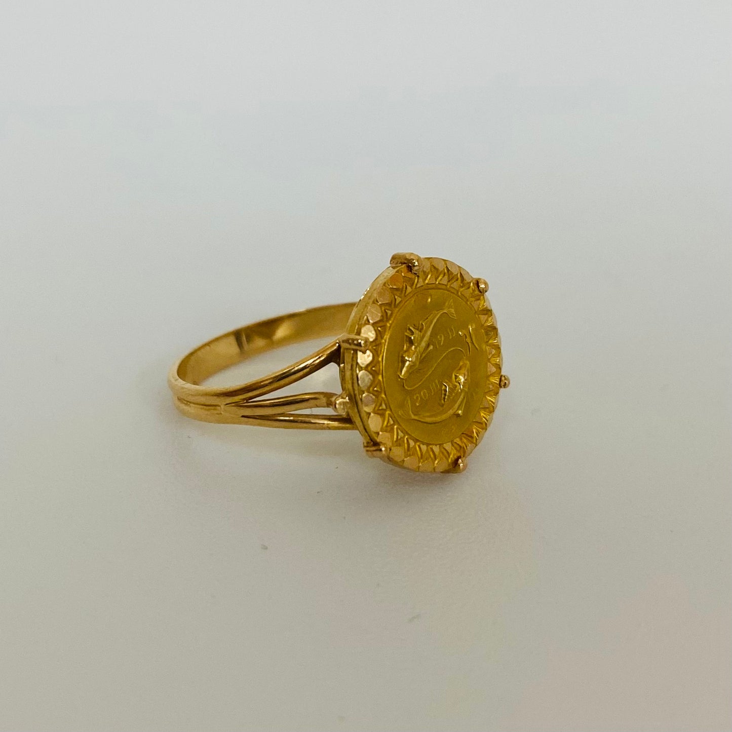 Bagues Signe Astrologique en Or Jaune 22K Taille-53